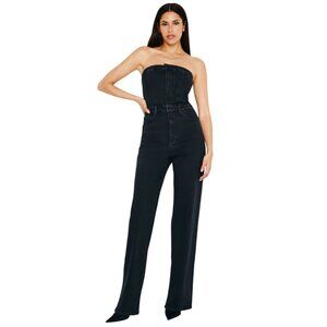 NWT Good American Fit for Success Denim Jumpsuit Black Women's Size XL
